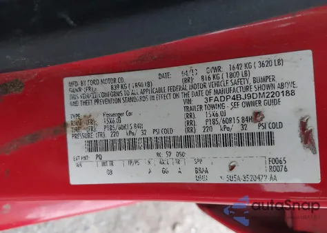 2013 Ford Fiesta Se from USA, damaged, VIN 3FADP4BJ9DM220188